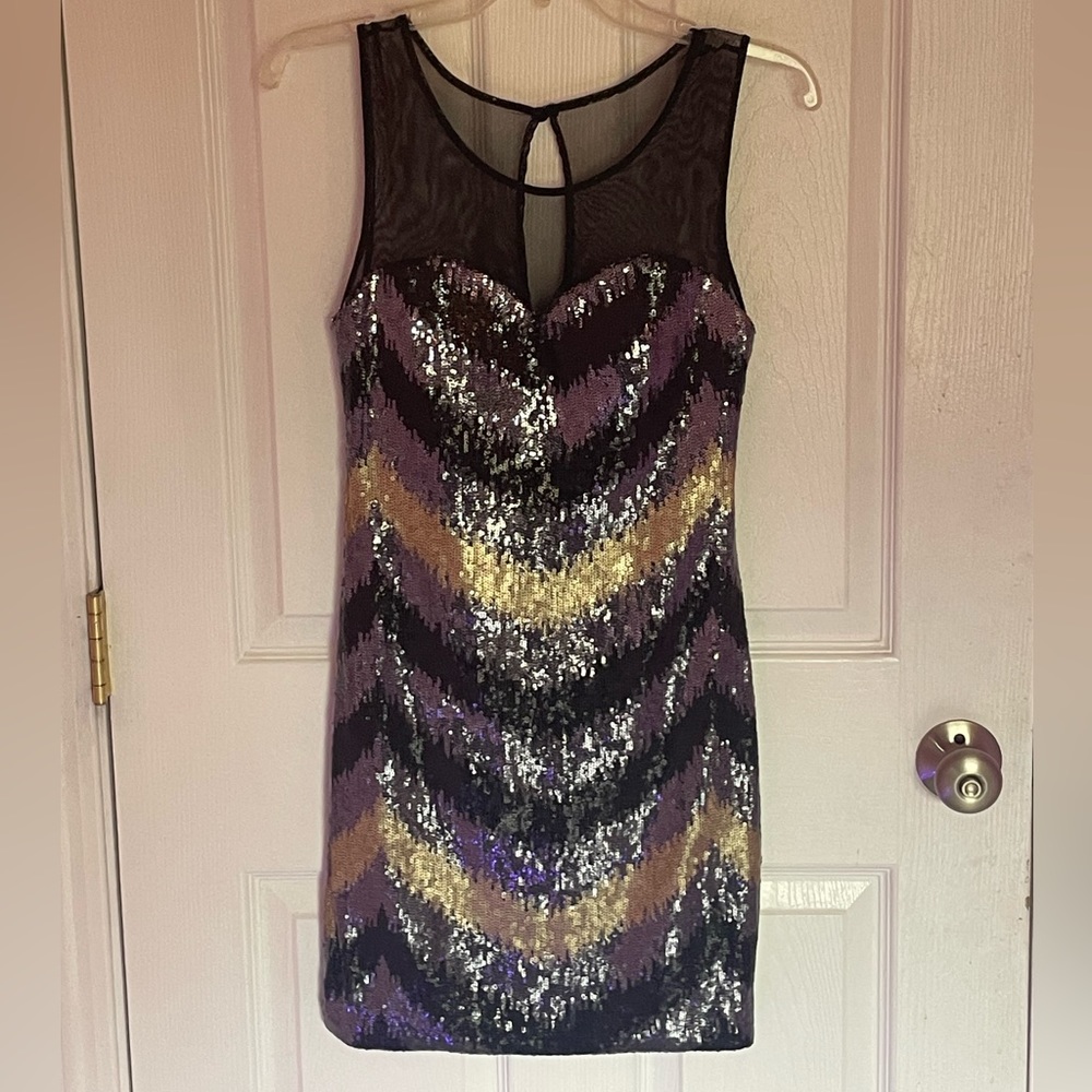 Silver and Gold sequin cocktail dress